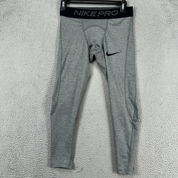Nike Pro Dri-Fit Mens Compression‎ Legging Pants Small Grey Tight Fit Pull On - Picture 1 of 9